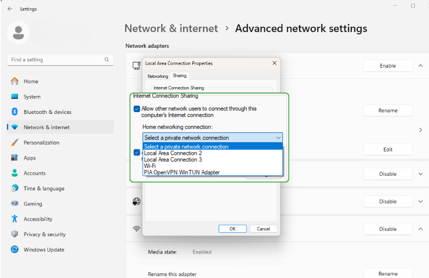 Select your mobile hotspot